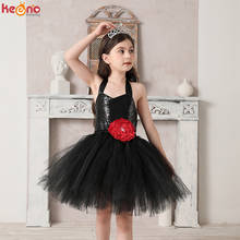 Vestido infantil de princesa tutu, vestido de festa para crianças tule conserto artesanal 2024 - compre barato