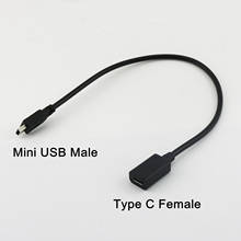 1 шт. USB 3,1 type-C Женский к Mini USB 5Pin Мужской прямой зарядный кабель для передачи данных 30 см 2024 - купить недорого