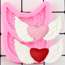 Forma de silicone asas de anjo para bolo, faça você mesmo, coração, topper, fondant, ferramentas de decoração, argila e doces, moldes de pasta de chocolate 2024 - compre barato