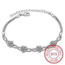 925 Sterling Silver Charm Bracelets White Zirconia Plum Flower Bracelets & Bangles For Women Fine Jewelry Pulseira Party Gift 2024 - buy cheap