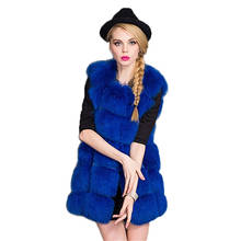 High Quality Sliver Fox Faux Fur Vest Women Winter Fashion Medium Long Artifical Fox Fur Jacket Woman Warm Female Ladies  Coats 2024 - buy cheap
