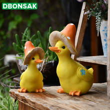 Mushroom Straw Hat Small Yellow Duck Ornaments Resin Animal Duck Decor Statues Outdoor Courtyard Garden Landscape Home Decor 2024 - buy cheap