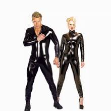 Helloween Sexy Wetlook Faux Leather cat Jumpsuit Masquerade Clubwear Crotch Zipper Catsuit Bodysuit 2024 - buy cheap