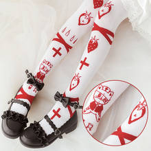 Calcetines originales de Lolita y fresa, medias de punto por encima de la rodilla, calcetines de Lolita Harajuku 2024 - compra barato
