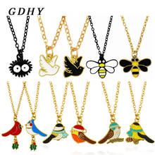 GDHY Parrot Owl Hummingbird Dove Magpie Necklaces For Women Bird Honeybee Pendant Chain Necklace Jewelry Collares joyeria mujer 2024 - buy cheap