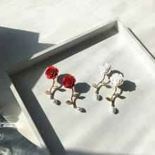 Винтажные серьги-подвески с имитацией жемчуга красной розы для девочек 2024 - купить недорого