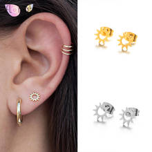 925 Sterling Silver Ear Needle Sun Stud Earrings Dainty Stud Earrings Trendy Minimalist Mini Earrings Tiny stud for women 2024 - buy cheap
