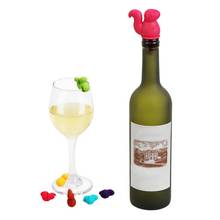 6pcs Squirrel Marker Charm Silicone Wine Glass Marker Charm Drinking Glass Identification Cup Labels Tag Signs with Wine Stoppe 2024 - buy cheap