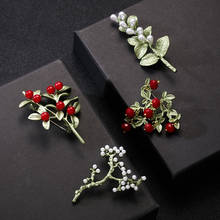 Fashion Pearl Plant Brooches Vintage Plant Flower Enamel Lapel Pin Brooches Jewelry Party Gifts Women Girl Classic Brooch Pins 2024 - buy cheap