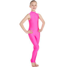 Kids Spandex Keyhole Back Gymnastics Unitard Girls Sleeveless Bodysuit Dancewear Lycra Mock Neck Stirrup Ballet Unitards 2024 - buy cheap