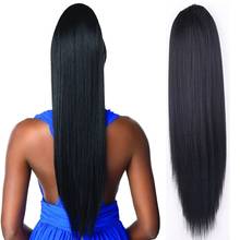 Coletas largas Yaki con cordón para mujer, postizos de cola de caballo, extensiones de cabello sintéticas resistentes al calor, con Clip 2024 - compra barato