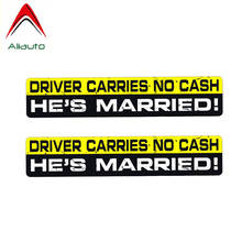 Aliauto 2 X Warning Car Sticker Funny Driver Carries No Cash He's Married Decal Accessories PVC for Passat Audi Mazda 6,15cm*3cm 2024 - buy cheap