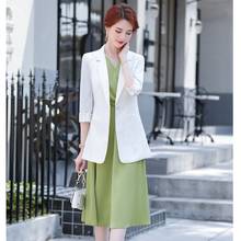 Fashion Ladies Dress Suits for Women Business Suits White Blazer Half Sleeve Work Wear Clothes Office Uniform Styles 2024 - buy cheap