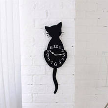 Акриловые настенные часы, креативные, «сделай сам», 3D мультяшный милый кот, настенные часы, домашний декор, часы, путь, хвост, движение, тишина, настенные часы J50 2024 - купить недорого