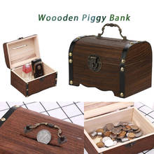 Retro large capacity Wooden Piggy Bank With Lock Safe Money Box Paper money coin storage box decoration kids High Quality Gifts 2024 - buy cheap
