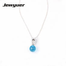 New Autumn Silver blue floating pendant Necklaces for Women 925 Sterling Silver link chain Necklace Women Fine Jewelry NC706 2024 - buy cheap