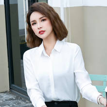 Camisa de gasa de manga larga para Mujer, blusa grande para oficina, talla grande, color blanco 2024 - compra barato