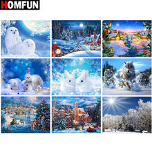 HOMFUN Diamond Painting Cross Stitch Pattern 5D Diamond Embroidery "Snow house tree christmas scenery"Home Decor DIY diamond Art 2024 - buy cheap