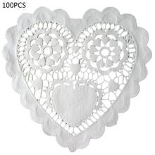 100Pcs/Set 5.5 Inch Hollow Love Heart Shape Placemat Oil Proof Floral Paper Doilies Cake Baking Mat Tableware Decoration 2024 - buy cheap