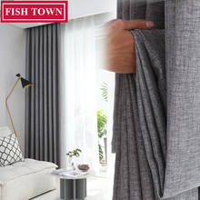 FISH TOWN Modern Grey Color Window Door Curtain Fabric Finished Custom For Bedroom Living Room Shading Cloth Blackout Curtains 2024 - buy cheap
