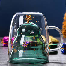 Vaso de árbol de Navidad de vidrio innovador para Año Nuevo, taza de estrella de alta temperatura, doble Agua, personalizado para fiesta, regalos de navidad 2024 - compra barato