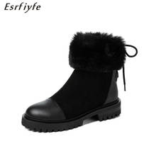 ESRFIYFE 2020 New Winter Warm Snow Boots Platform Plush Fur Martin Ankle Boots Women Thick Heels Boots Chunky Ladies Party Shoes 2024 - buy cheap