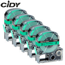 Совместимая с CIDY 9 мм черная на зеленом SC9GW LC-3GBW9 LC3GBW этикетка лента для KingJim/epson LabelWorks LW300 lw400 SR150 LW-600 2024 - купить недорого