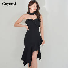 Black Elegant Party Dress 2022 Spring British Style Sleeveless Sexy Mesh Stitching With Ruffled Hem High Waist Dress Women 2024 - buy cheap