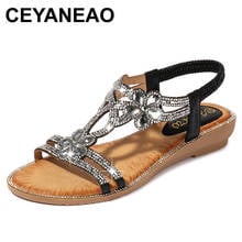 CEYANEAO Women Sandals flower Bohemian Style Fashion Women Sandals Diamonds Party Wedge Shoes Women 2024 - buy cheap