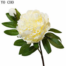 YO CHO Big 2 Heads Artificial Peonies Flowers Branch Silk Fake Flores Wedding Table DIY Home Vase Garden Decoration Fake Flowers 2024 - buy cheap
