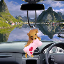 Автомобильный кулон с милой костяной собакой, зеркало заднего вида, украшение, подвесное Очаровательное украшение, автомобильные аксессуары для интерьера, праздничные подарки 2024 - купить недорого