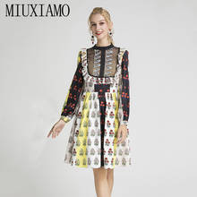 MIUXIMAO-vestido de Otoño de alta calidad para mujer, ropa informal con cuello redondo, a media pantorrilla estampado de flores, volantes, Delgado 2024 - compra barato