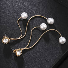 Trend Simulation Pearl Long Earrings Female White Round Pearl Wedding Pendant Earrings Fashion Korean Jewelry Earrings 2024 - buy cheap