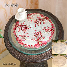 Conjunto de mesa redonda de luxo com rendas, esteira almofada de pano, copo, descanso para mesa, decoração para o natal e casamento 2024 - compre barato