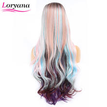 Loryana Long Synthetic Hair Mix Colorful  Womens Wigs with Bangs Heat Resistant Synthetic Big Wave Wigs for Women Cosplay wigs 2024 - buy cheap