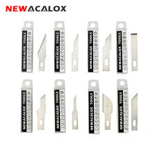 Newacalox lâminas de aço inoxidável para arte, 80 peças, 8 diferentes, faca para hobby, escultura de madeira, ferramentas de artesanato, gravação, reparo pcb 2024 - compre barato