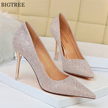 Star sapatos femininos de prata brilhante, sapatos de salto alto ponta fina rosa para festa de casamento, primavera 2024 - compre barato