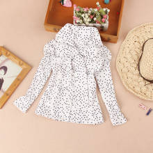 New Autumn Chiffon Blouse for Girls Long Sleeve Tops Korean Children Clothing School Girl White Dot Shirts Bow Patten Clothes 2024 - buy cheap