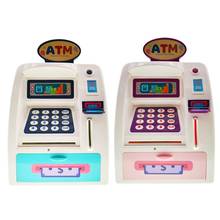 ATMs electrónico de simulación con contraseña, huella dactilar, música, LED, modelo de juguete para juego de imitación, depósito automático, juguetes de billetes 2024 - compra barato