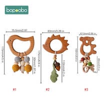 Bopoobo 1pc Baby Wooden Teether Chewable Silicone Beads Animals Rattle Play Gym Stroller Toy Nursing Pendant Charms Teething 2024 - buy cheap