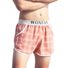 Cueca boxer masculina de algodão, roupa de dormir sexy para homens, shorts casuais e de seta, com bolsa para pênis embutida, tamanho xxl 2024 - compre barato