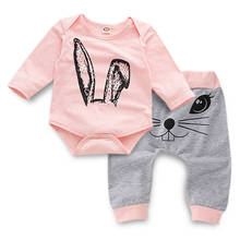 Roupas de inverno para bebês recém-nascidos, conjunto de roupas de manga longa com estampa de coelho para meninas 2024 - compre barato