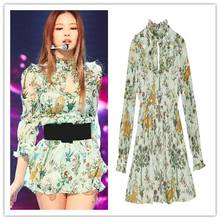 kpop Korean Celebrity sexy fashion fresh sweet floral long sleeved dress women summer streetwear Harajuku elegant mini dresses 2024 - buy cheap