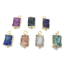 Natural Stone Pendants Rectangle Agates Connector Charms For Jewelry Making DIY Necklace Bracelet Earring Size 16x21mm 2024 - buy cheap