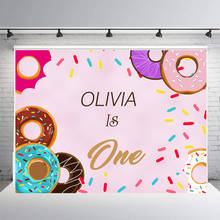 BEIPOTO-Fondo con temática de Donut para fiesta de primer cumpleaños, cartel personalizado para mesa de postres para niños, estudio de fotos, B-272 2024 - compra barato