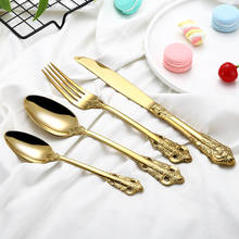 Spklifey Cutlery Set Gold Spoon Dinnerware Fork Stainless Steel Spoon Cutlery Set Kitchen Gold Cutlery Spoon and Fork Set 2024 - buy cheap