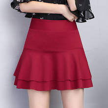 2020 Plus Size A Line Elastic Waist Double Layers Skirts Mori Girl Mini Red Skirt Women Black High Waist Skirt mini skirt 2024 - buy cheap