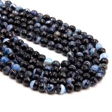 Blue Faceted Shape Round Agat Beads Wholesale Faceted Aget beads Stone ball 6/8/10MM Jewelry bracelet Making DIY For Women 2024 - buy cheap