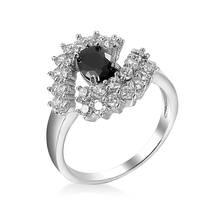 Anillos de flor de circón de cristal negro para mujer, sortija de fiesta, regalo para el Día de San Valentín, joyería 2024 - compra barato