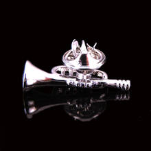 High quality brass fashion music equipment silvery trumpet Brooch men's Lapel Pin clothing backpack badge jewelry wholesale 2024 - buy cheap